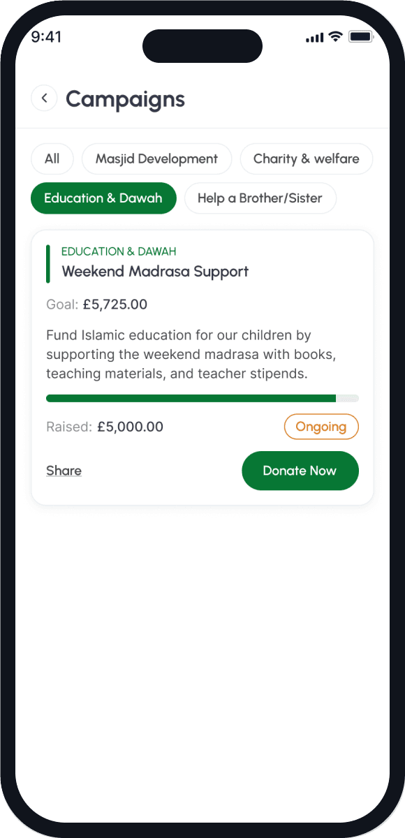 Masjid Connect: Campaigns