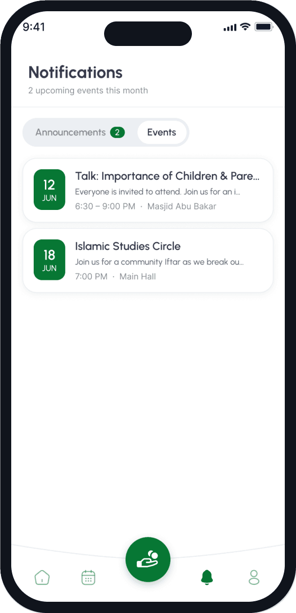 Masjid Connect: Events