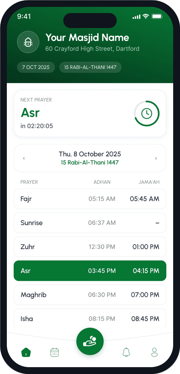 Masjid Connect app screen